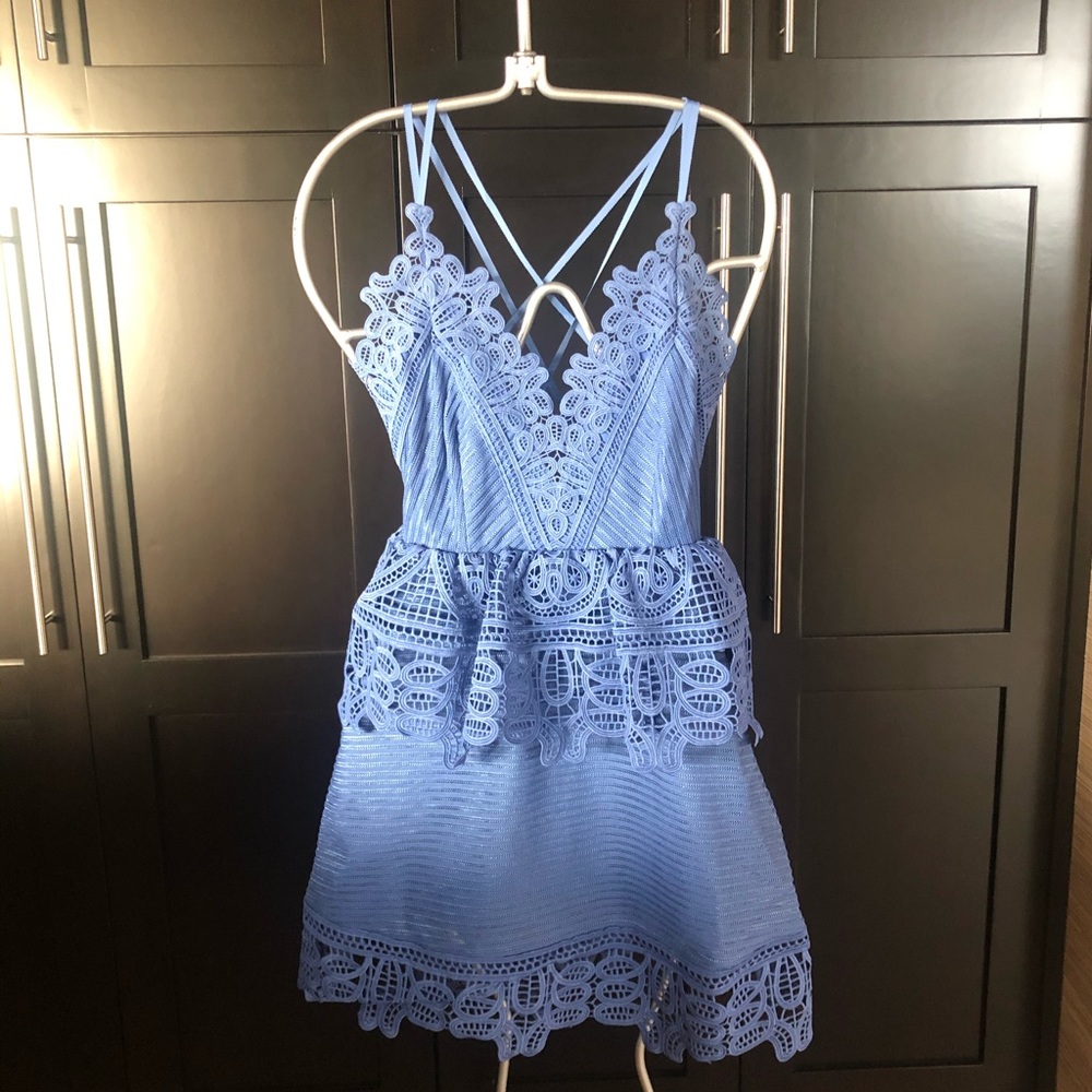 Self-Portrait Lace Trim Peplum Dress